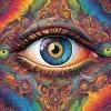 Thinkers and Dreamers podcast logo image of a psychedelic eye